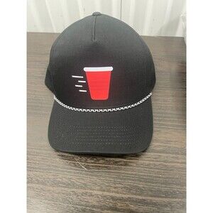Black Snapback Hat with Red Solo Cup Graphic Design